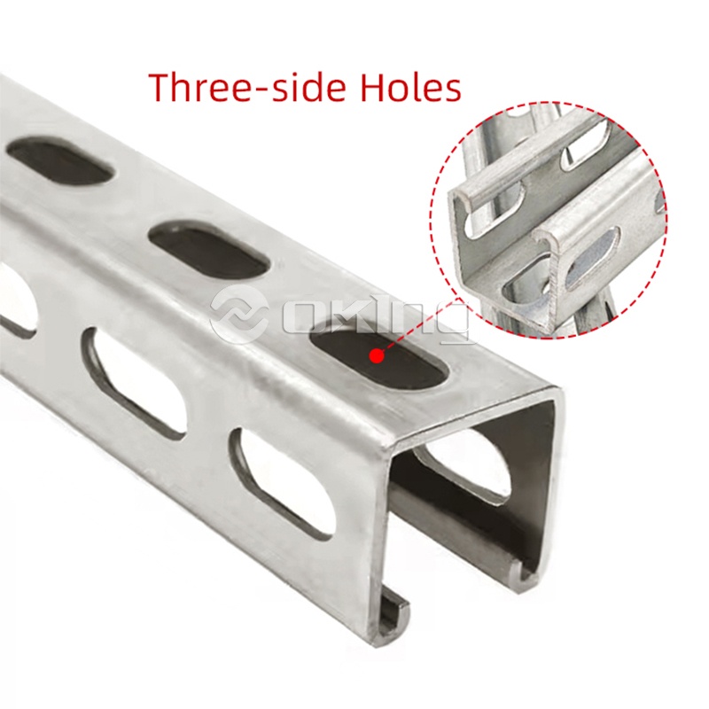Stainless Steel C Channel Steel 41x41 41x21 Unit Strut Channel With Three-side Holes