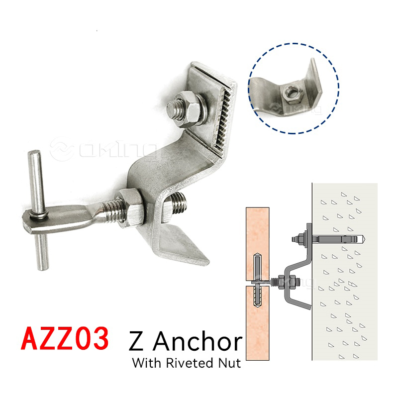 AZZ03 Stone Cladding Fixing Z Bracket With Riveted Nut
