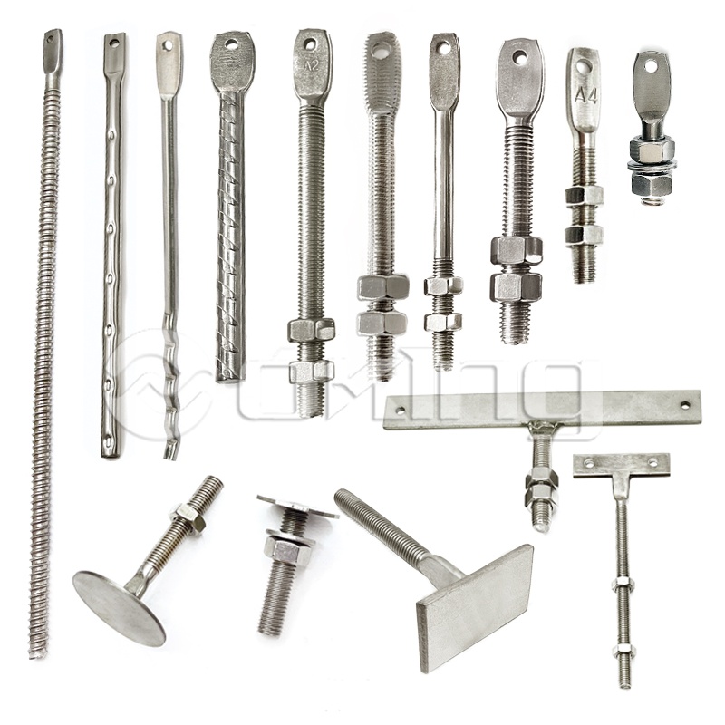 304/A2 316/A4 Flattened Bolt Screw Stainless Steel Flat Head Thread Terminal Eye Bolt Full Thread Flat Head Bolt